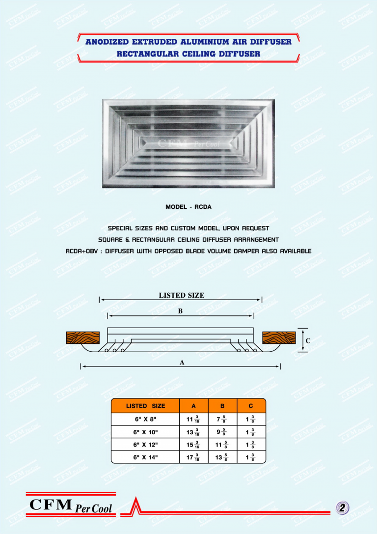 Anodized extruded aluminium air diffuser rectangular ceiling diffuser – CFM